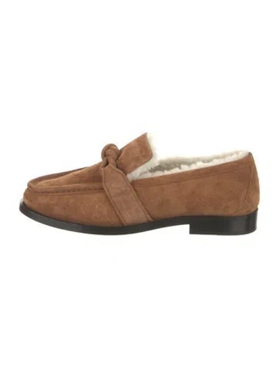 Pre-owned Bottega Veneta Suede Faux Fur Trim Loafers W/ Tags In Brown