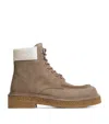 Bottega Veneta Suede Haddock Lace-up Boots In Green