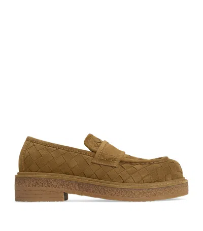 BOTTEGA VENETA 26S LOAFERS IN DARK BROWN SUEDE