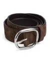 Bottega Veneta Suede Intrecciato Belt In Brown