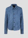 Bottega Veneta Intrecciato Suede Shirt In Blue