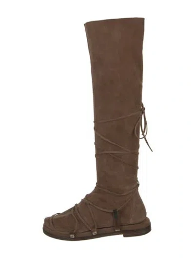Pre-owned Bottega Veneta Suede Lace-up Boots In Brown