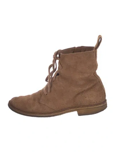 Pre-owned Bottega Veneta Suede Lace-up Boots In Brown