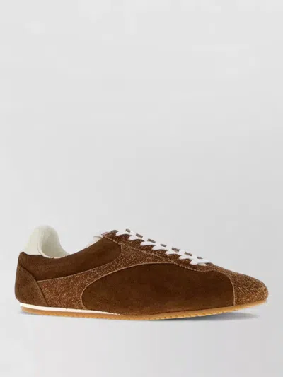 Bottega Veneta Shot New Flat Suede Sneaker In Brown