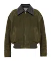 Bottega Veneta Leather-trimmed Suede Blouson Jacket In Green