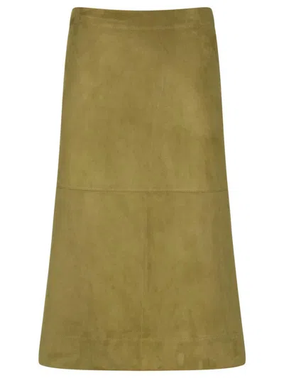 Bottega Veneta Suede Leather Midi Skirt