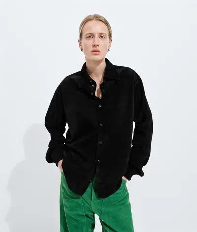 Bottega Veneta Bottega  Veneta Suede Leather Shirt In Double Black
