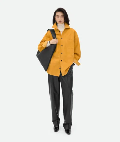 Bottega Veneta Suede Leather Shirt In Tangelo