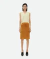 Bottega Veneta Fringed Hem Lurex Ribbed Midi Skirt In Brown