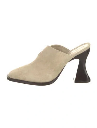 Pre-owned Bottega Veneta Suede Leather Trim Embellishment Mules In Neutral