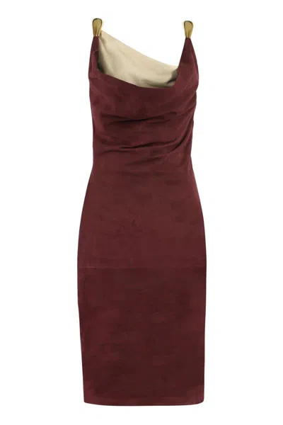 Bottega Veneta Suede Midi-dress In Brown