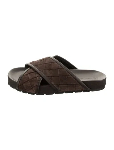 Pre-owned Bottega Veneta Suede Patterned Sandals W/ Tags In Brown