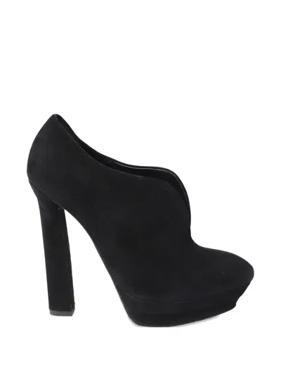 Pre-owned Bottega Veneta Suede Platform Pumps In Black