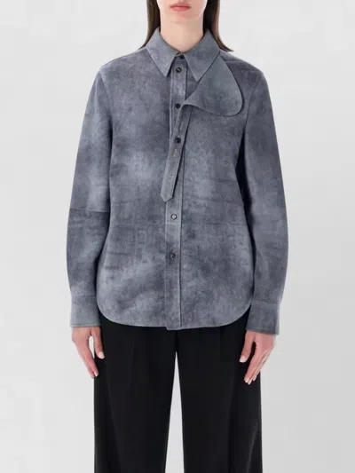 Bottega Veneta Suede Shirt Jacket Regular Fit Long Sleeves In Gray