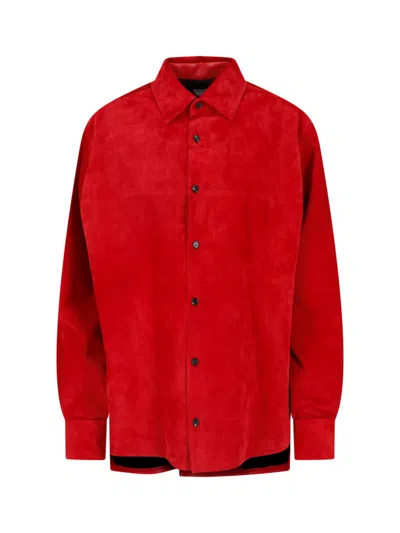Bottega Veneta Suede Shirt In Red