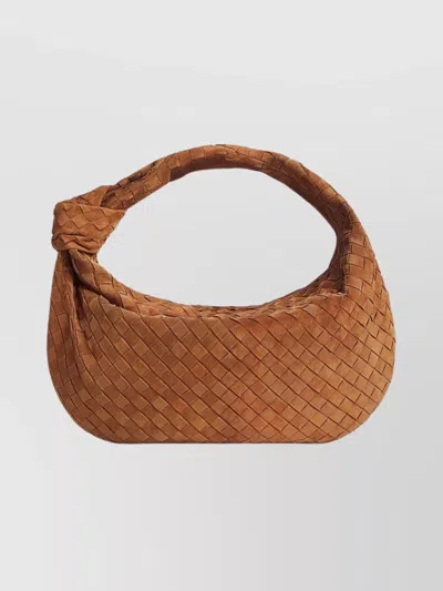 Bottega Veneta Suede Shoulder Bag Knotted Handle In Brown