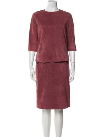Pre-owned Bottega Veneta Suede Skirt Set In Pink