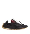 Bottega Veneta Black Fabric And Suede Orbit Flash Sneakers In Animal Print