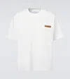 Bottega Veneta Pima Cotton T-shirt With Suede Patch In White
