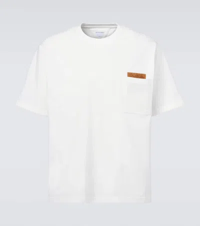 Bottega Veneta Intrecciato Suede-trimmed Cotton-jersey T-shirt In White