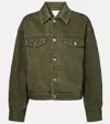 Bottega Veneta Suede-trimmed Denim Jacket In Green