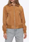 Bottega Veneta Long-sleeved Leather Jacket In Brown