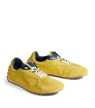 Bottega Veneta Suede-panel Orbit Flash Sneakers In Yellow