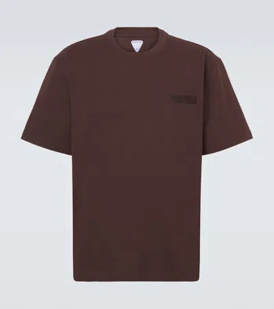 Bottega Veneta Suede-trimmed Cotton Jersey T-shirt In Brown
