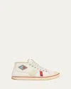 Bottega Veneta Summer Canvas Leather High-top Sneakers In White Sea Salt