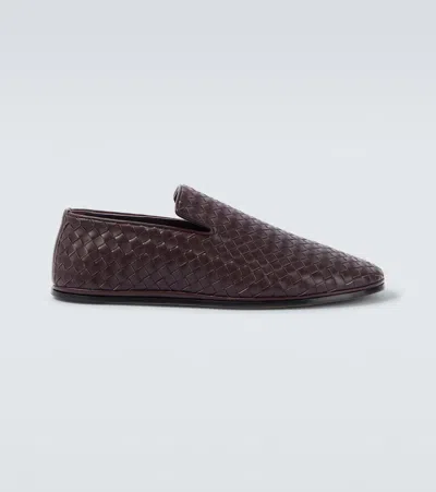 Bottega Veneta Sunday Intrecciato Leather Slip-on Shoes In Burgundy
