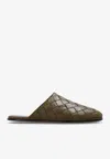 Bottega Veneta Sunday Padded Intrecciato Leather Slippers In Green