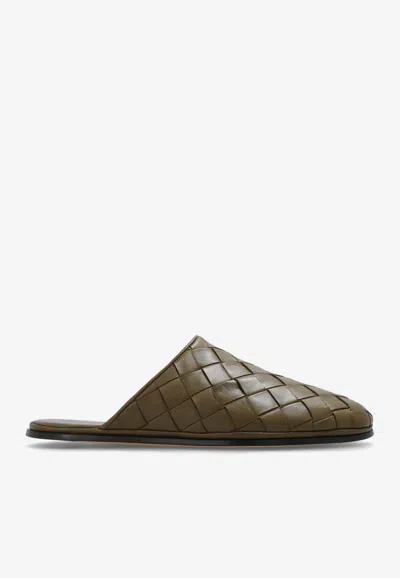 Bottega Veneta Sunday Padded Intrecciato Leather Slippers In Green
