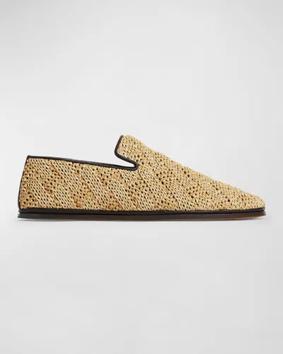 Bottega Veneta Sunday Raffia Slipper Loafers In Natural/fondant