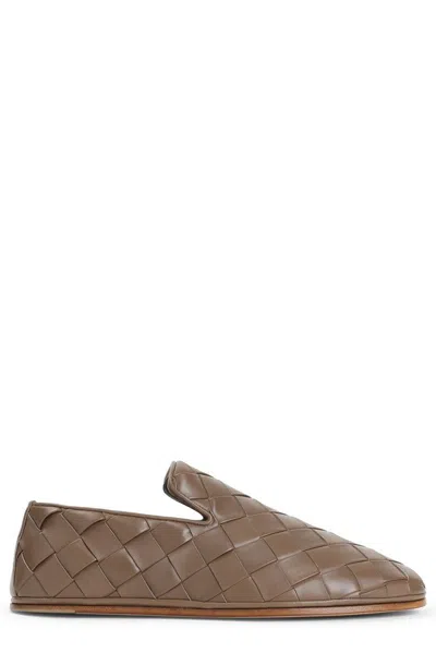 Bottega Veneta Sunday Woven Slippers In Brown