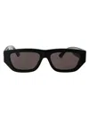 Bottega Veneta Black Bolt Stone-effect Rectangle-frame Sunglasses In 001 Black Black Grey