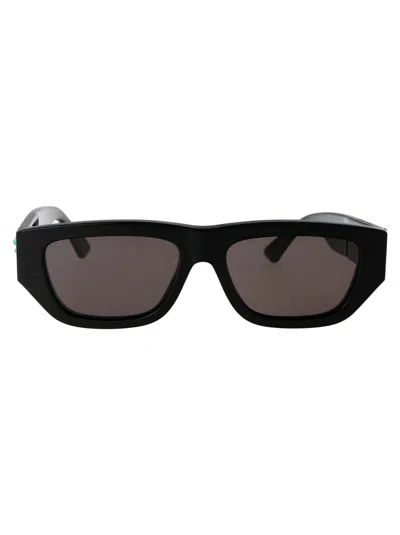 Bottega Veneta Black Bolt Stone-effect Rectangle-frame Sunglasses
