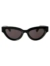 Bottega Veneta Black Sharp Cat-eye Sunglasses In 001 Black Black Grey