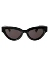 Bottega Veneta Black Sharp Cat-eye Sunglasses In 001 Black Black Grey