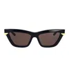 Bottega Veneta Black Gold Grey Acetate Sunglasses In 001 Black Gold Grey
