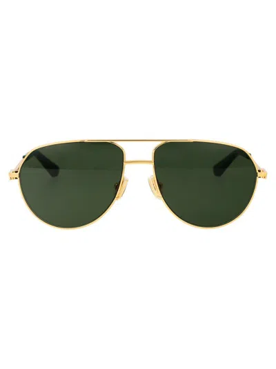 Bottega Veneta Sunglasses In 003 Gold Gold Green
