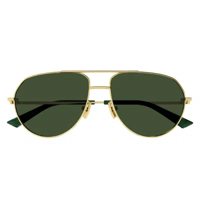 Bottega Veneta Sunglasses In 003 Gold Gold Green