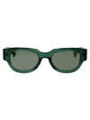Bottega Veneta Engraved Logo Acetate Cat-eye Sunglasses In 003 Green Crystal Green