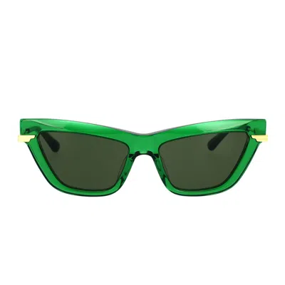 Bottega Veneta Womens Green Bv1101s Cat-eye Acetate Sunglasses In 010 Green Green Green
