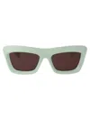 Bottega Veneta 53mm Rectangular Sunglasses In 004 Green Green Brown