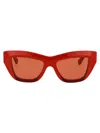 Bottega Veneta Rectangle Frame Sunglasses In 004 Orange Orange Orange