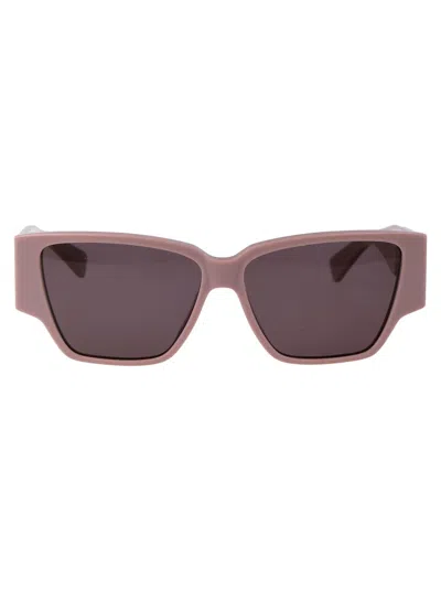 Bottega Veneta Acetate Pink Sunglasses In Brown