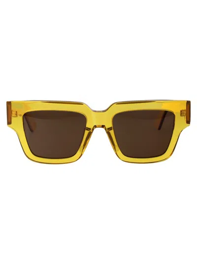 Bottega Veneta Women's Yellow Acetate Sunglasses In 004 Yellow Yellow Brown