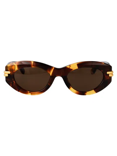 Bottega Veneta Mitre Oval Sunglasses In Havana-havana-brown