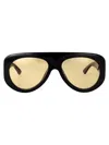 Bottega Veneta Bv1362s Linea Ribbon 005 Black Orange Sunglasses