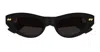 Bottega Veneta Bv1350s Linea Ribbon 001 Black Grey Sunglasses In Black
